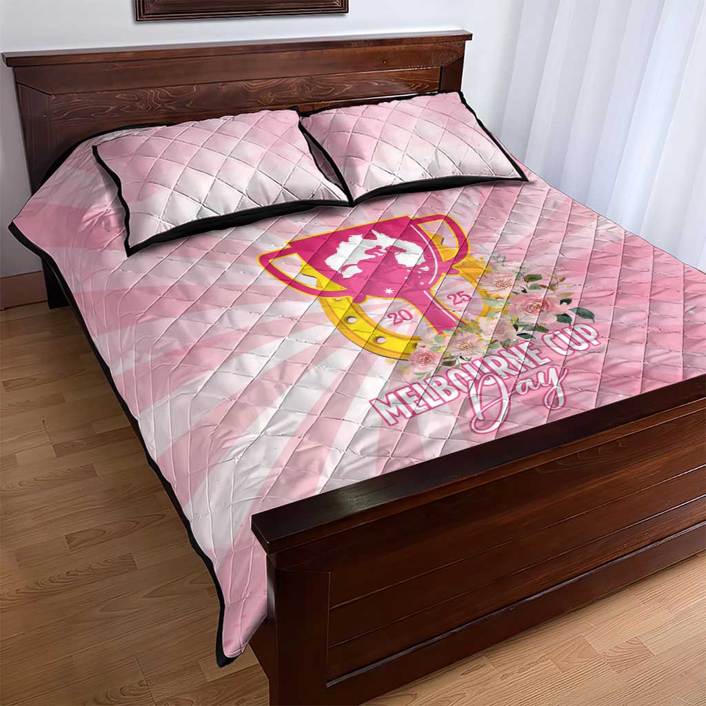 Australia Cup Melbourne Horse Racing Quilt Bed Set 2025 Champion Trophy With Horseshoe - Aussie Hoodie