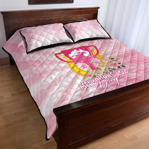 Australia Cup Melbourne Horse Racing Quilt Bed Set 2025 Champion Trophy With Horseshoe - Aussie Hoodie