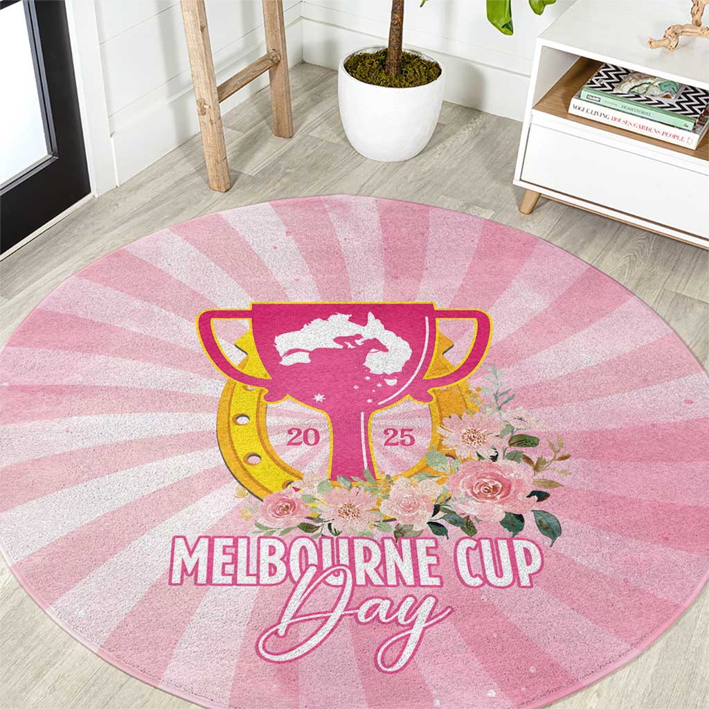 Australia Cup Melbourne Horse Racing Round Carpet 2025 Champion Trophy With Horseshoe - Aussie Hoodie