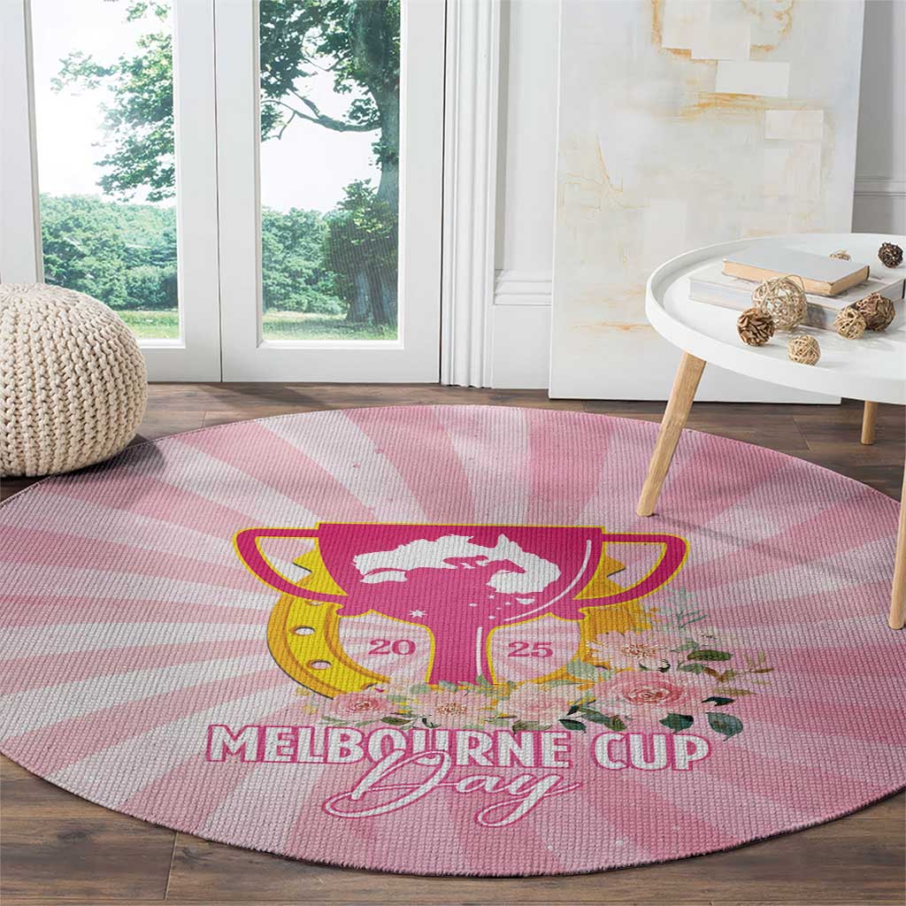 Australia Cup Melbourne Horse Racing Round Carpet 2025 Champion Trophy With Horseshoe - Aussie Hoodie