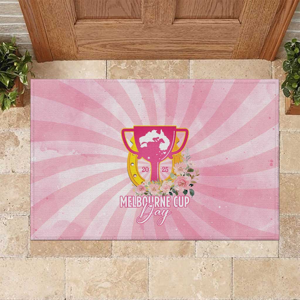 Australia Cup Melbourne Horse Racing Rubber Doormat 2025 Champion Trophy With Horseshoe - Aussie Hoodie