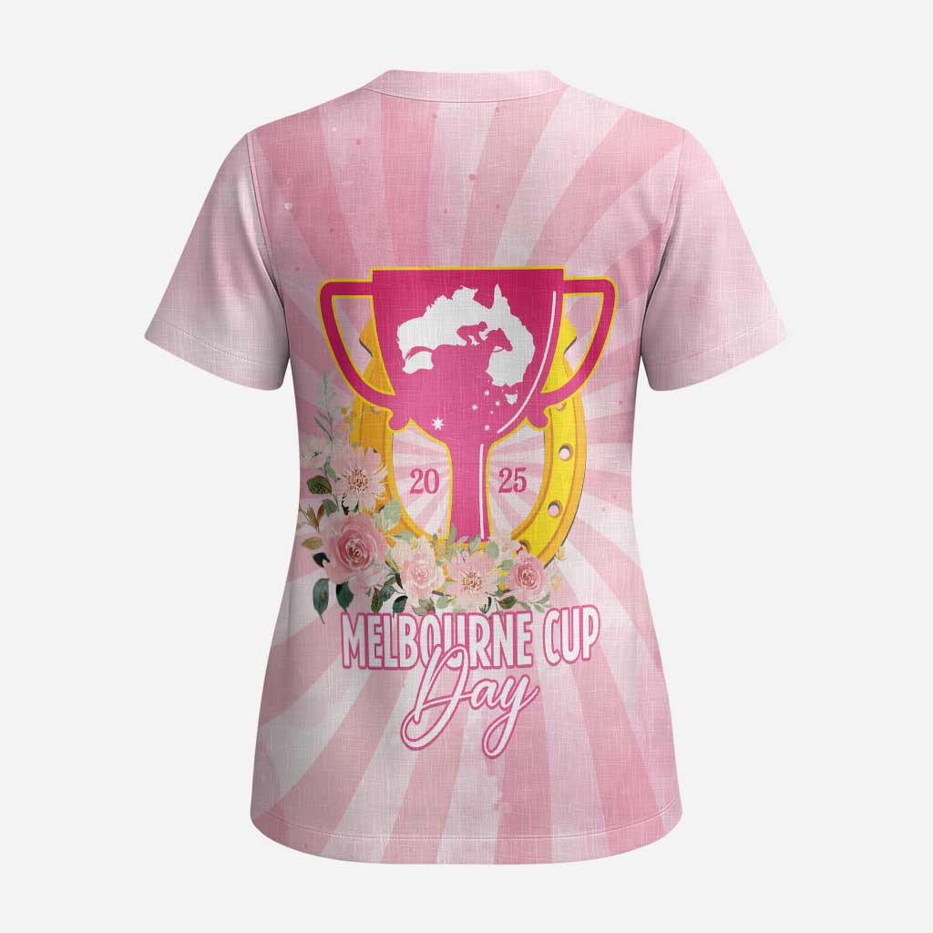 Australia Cup Melbourne Horse Racing Scrub Top 2025 Champion Trophy With Horseshoe - Aussie Hoodie