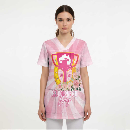 Australia Cup Melbourne Horse Racing Scrub Top 2025 Champion Trophy With Horseshoe - Aussie Hoodie