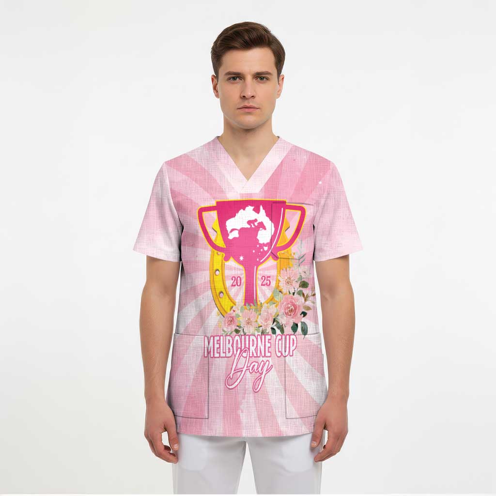 Australia Cup Melbourne Horse Racing Scrub Top 2025 Champion Trophy With Horseshoe - Aussie Hoodie