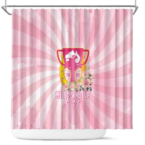 Australia Cup Melbourne Horse Racing Shower Curtain 2025 Champion Trophy With Horseshoe - Aussie Hoodie