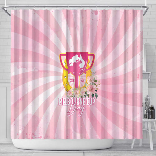 Australia Cup Melbourne Horse Racing Shower Curtain 2025 Champion Trophy With Horseshoe - Aussie Hoodie