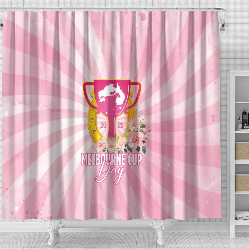 Australia Cup Melbourne Horse Racing Shower Curtain 2025 Champion Trophy With Horseshoe - Aussie Hoodie