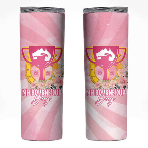 Australia Cup Melbourne Horse Racing Skinny Tumbler 2025 Champion Trophy With Horseshoe - Aussie Hoodie