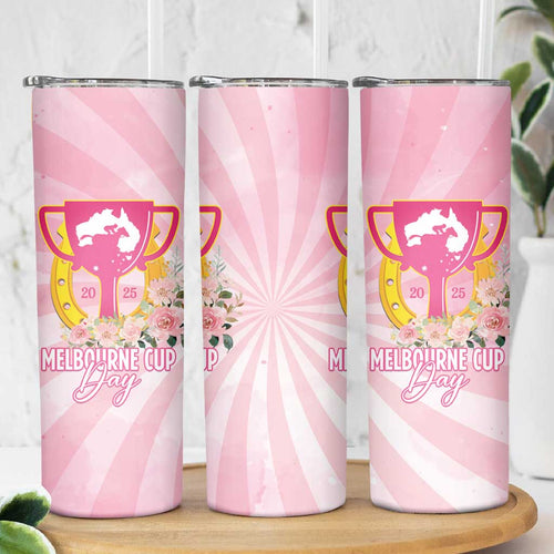 Australia Cup Melbourne Horse Racing Skinny Tumbler 2025 Champion Trophy With Horseshoe - Aussie Hoodie