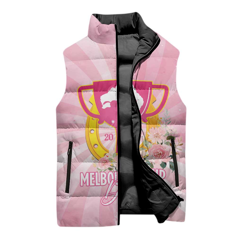 Australia Cup Melbourne Horse Racing Sleeveless Puffer Jacket 2025 Champion Trophy With Horseshoe - Aussie Hoodie