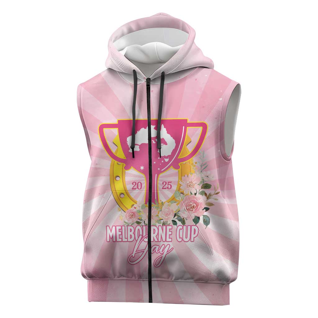 Australia Cup Melbourne Horse Racing Sleeveless Zip Hoodie 2025 Champion Trophy With Horseshoe LT14