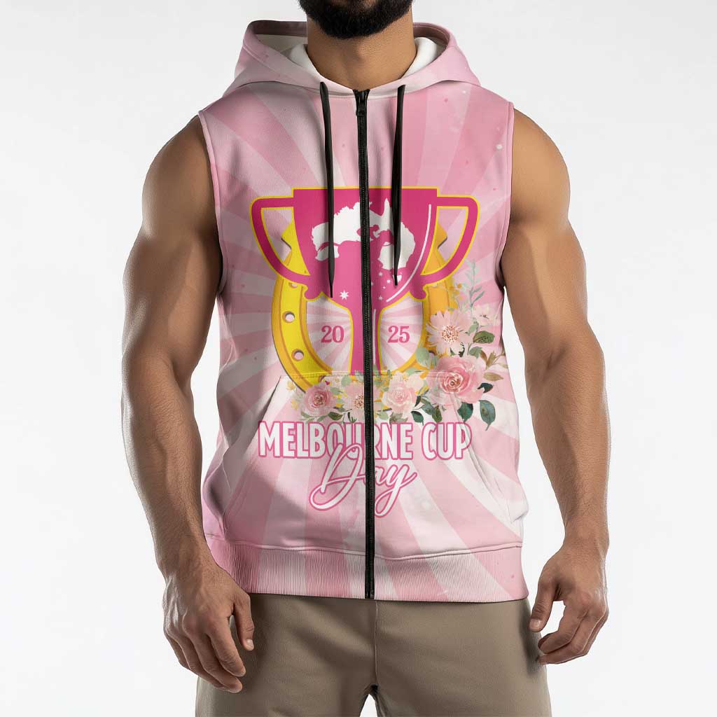 Australia Cup Melbourne Horse Racing Sleeveless Zip Hoodie 2025 Champion Trophy With Horseshoe LT14