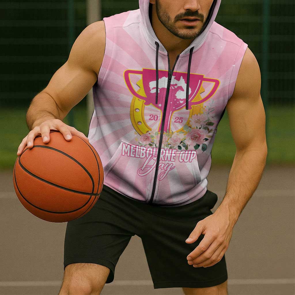 Australia Cup Melbourne Horse Racing Sleeveless Zip Hoodie 2025 Champion Trophy With Horseshoe LT14