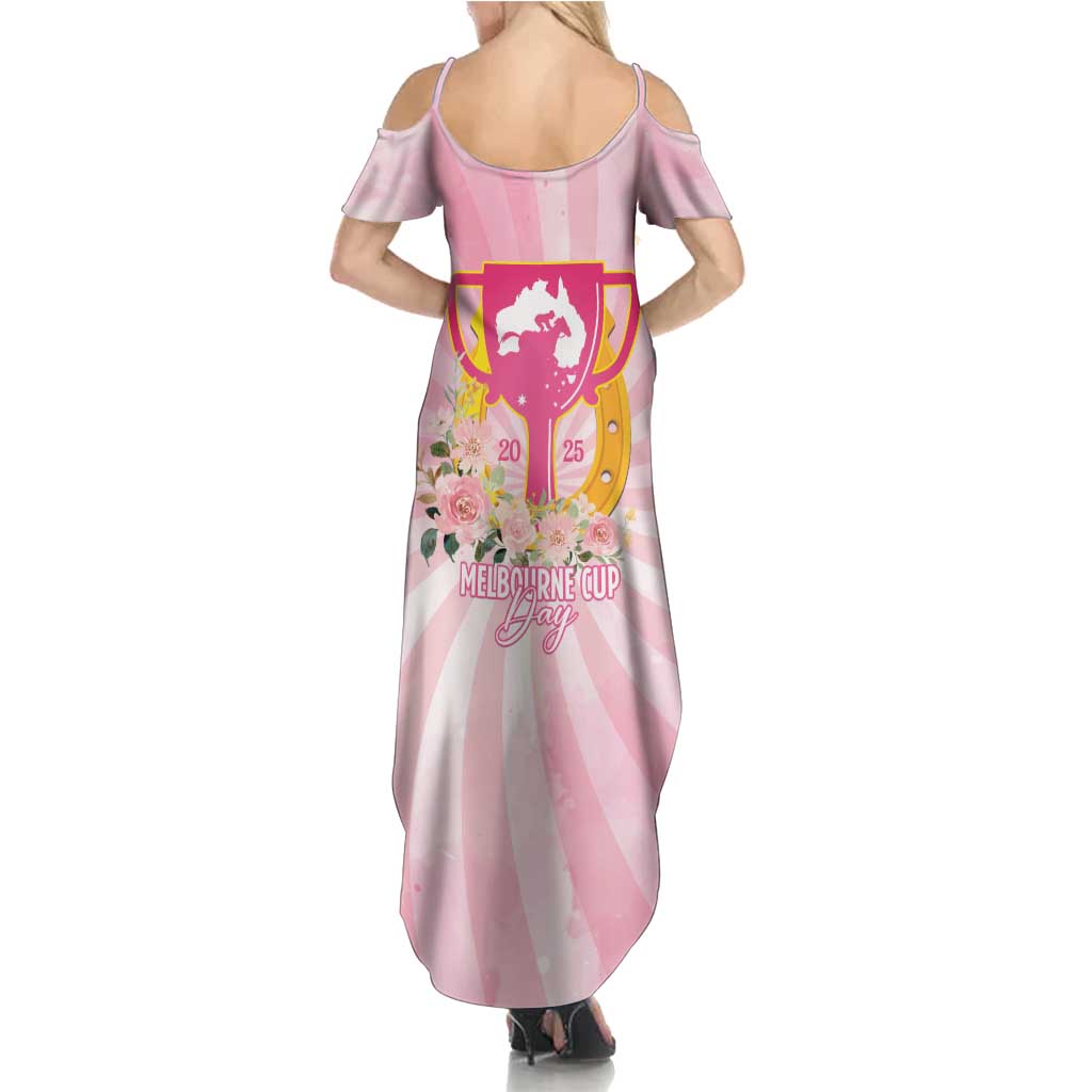 Australia Cup Melbourne Horse Racing Summer Maxi Dress 2025 Champion Trophy With Horseshoe - Aussie Hoodie