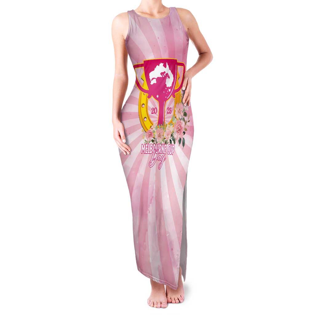 Australia Cup Melbourne Horse Racing Tank Maxi Dress 2025 Champion Trophy With Horseshoe - Aussie Hoodie