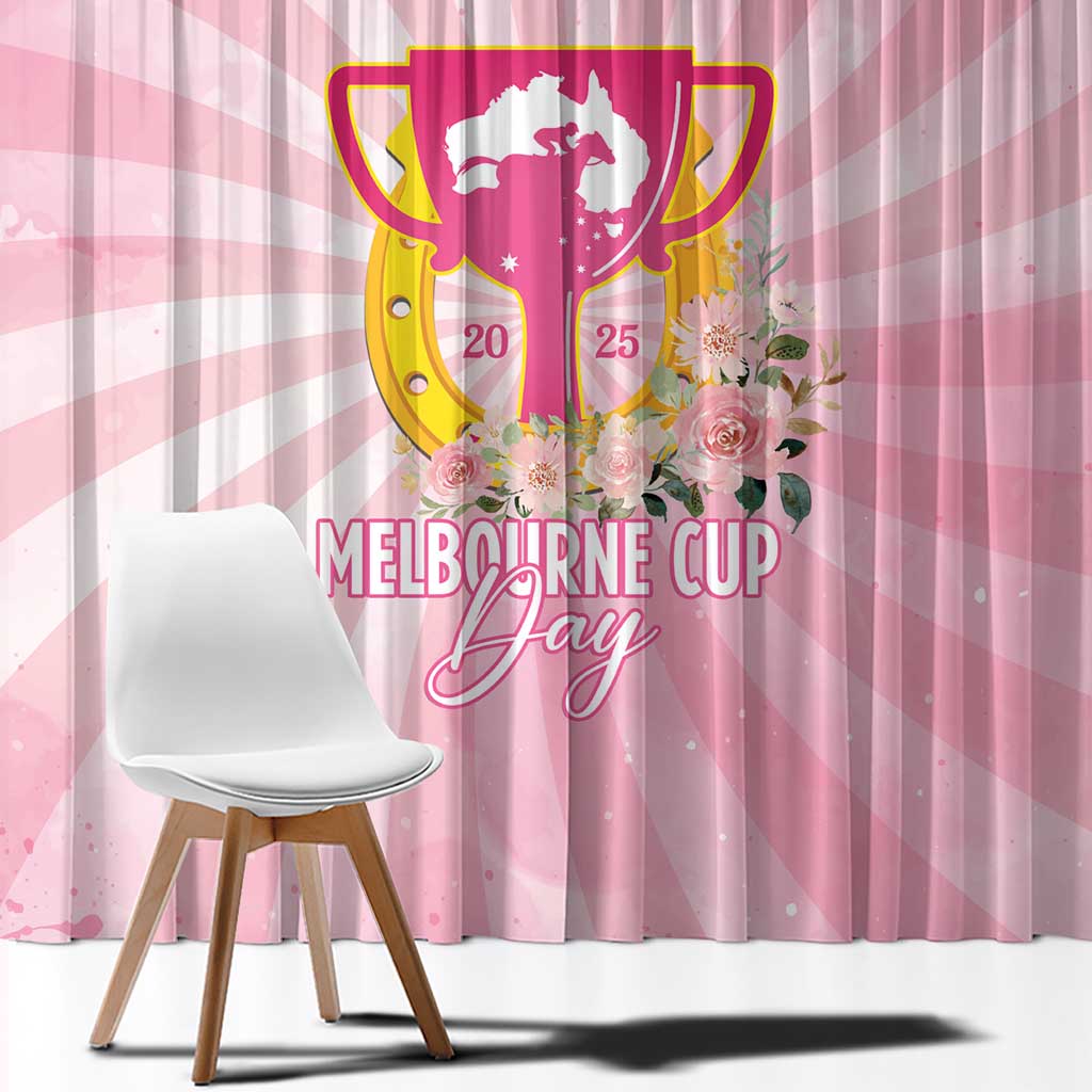Australia Cup Melbourne Horse Racing Window Curtain 2025 Champion Trophy With Horseshoe - Aussie Hoodie