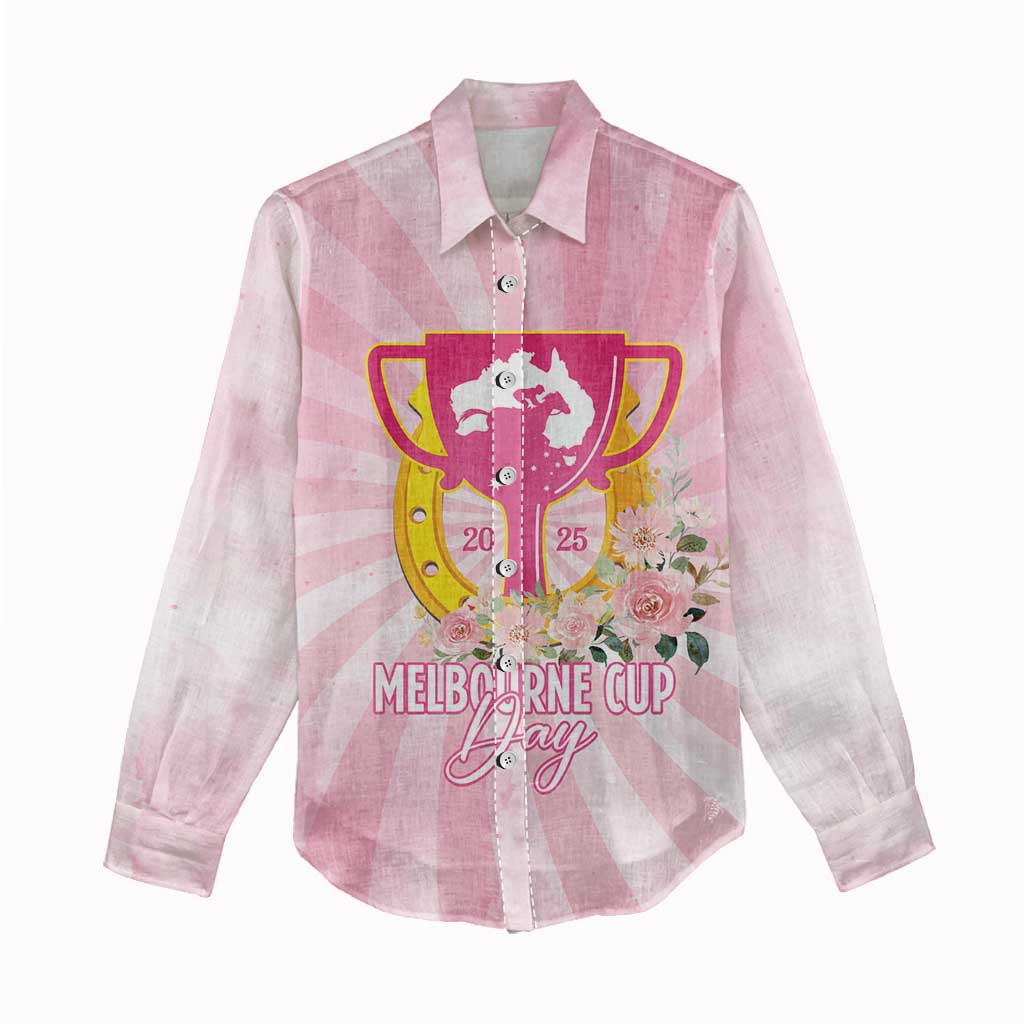 Australia Cup Melbourne Horse Racing Women Casual Shirt 2025 Champion Trophy With Horseshoe - Aussie Hoodie