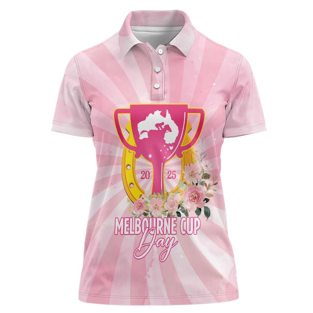 Australia Cup Melbourne Horse Racing Women Polo Shirt 2025 Champion Trophy With Horseshoe - Aussie Hoodie