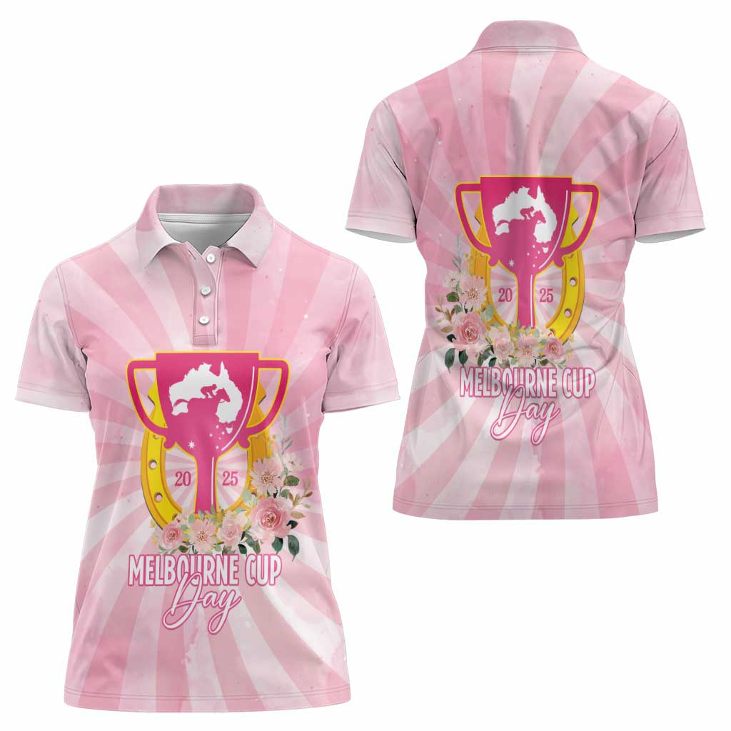 Australia Cup Melbourne Horse Racing Women Polo Shirt 2025 Champion Trophy With Horseshoe - Aussie Hoodie