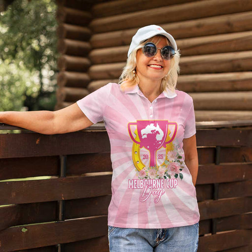 Australia Cup Melbourne Horse Racing Women Polo Shirt 2025 Champion Trophy With Horseshoe - Aussie Hoodie