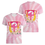 Australia Cup Melbourne Horse Racing Women V-Neck T-Shirt 2025 Champion Trophy With Horseshoe - Aussie Hoodie