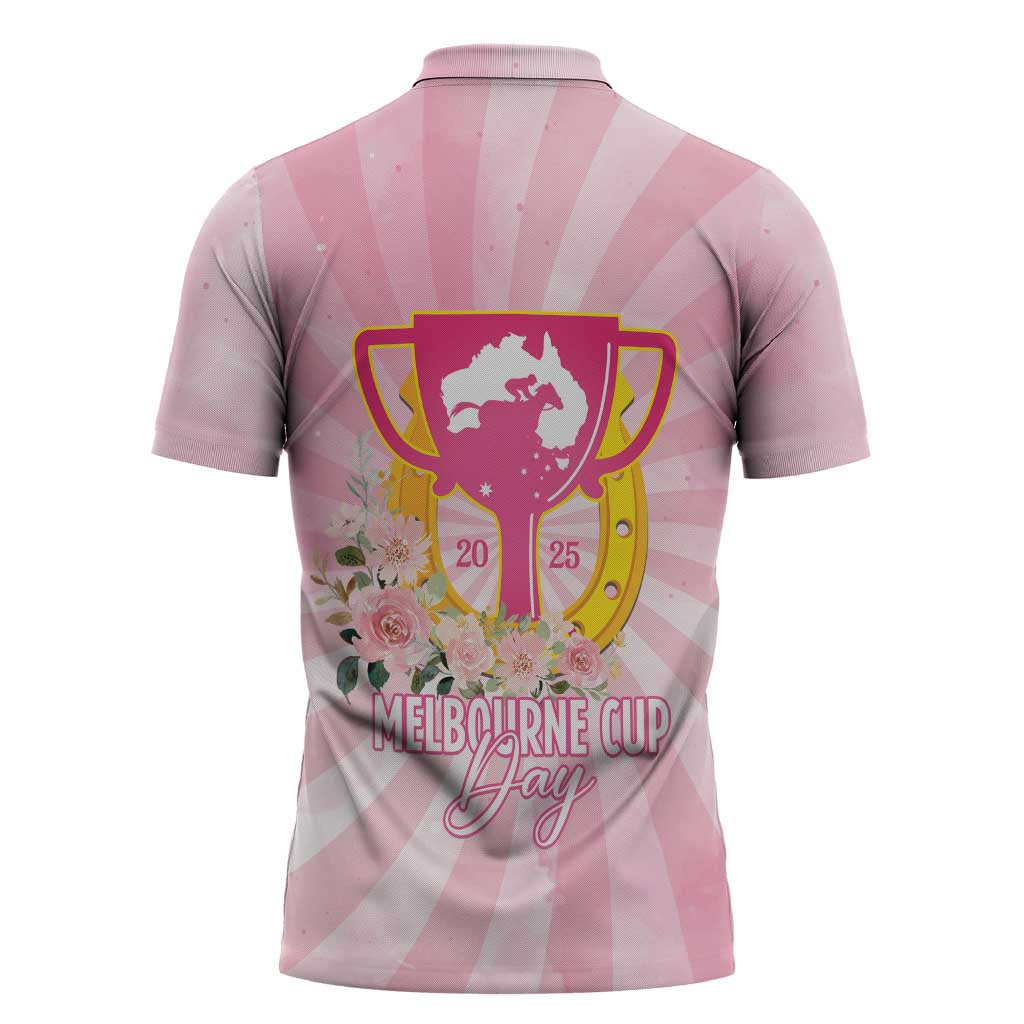 Australia Cup Melbourne Horse Racing Zipper Polo Shirt 2025 Champion Trophy With Horseshoe - Aussie Hoodie