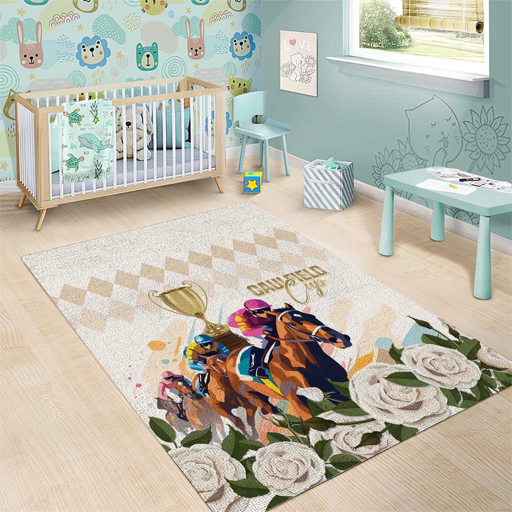 Australia Cup Caulfield Horse Racing Area Rug Champion Trophy Mix White Roses - Aussie Hoodie