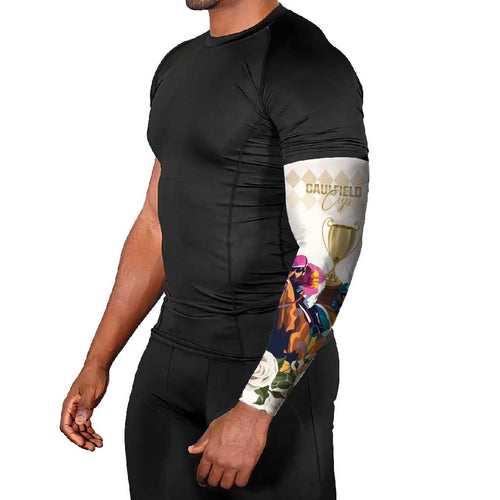 Australia Cup Caulfield Horse Racing Arm Sleeves Champion Trophy Mix White Roses - Aussie Hoodie