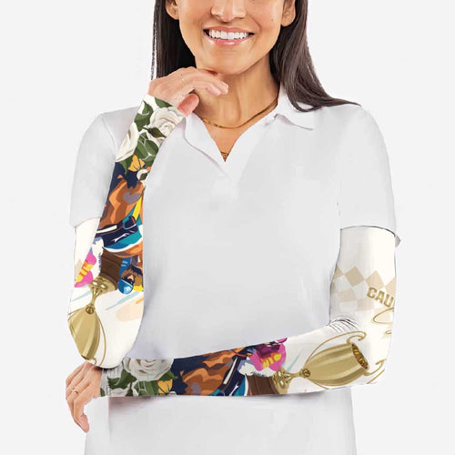 Australia Cup Caulfield Horse Racing Arm Sleeves Champion Trophy Mix White Roses - Aussie Hoodie