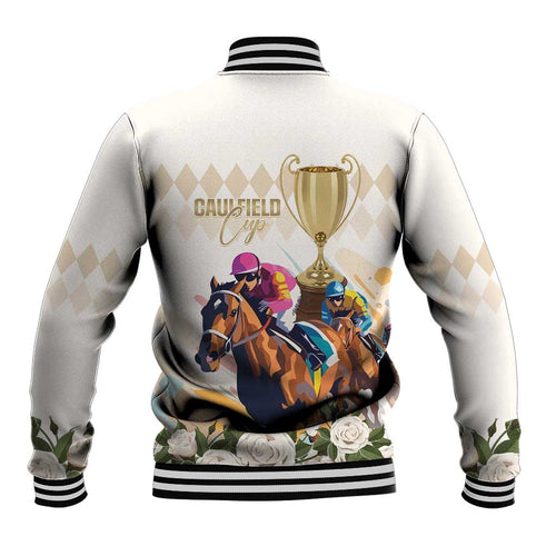 Australia Cup Caulfield Horse Racing Baseball Jacket Champion Trophy Mix White Roses - Aussie Hoodie