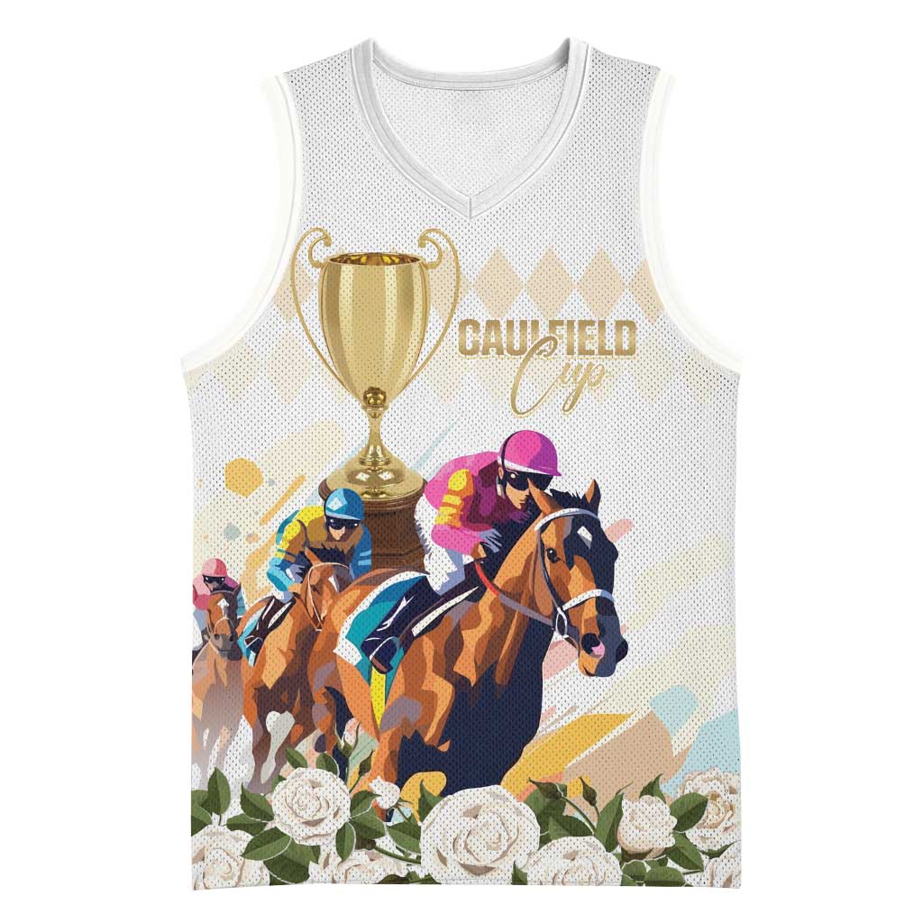 Australia Cup Caulfield Horse Racing Basketball Jersey Champion Trophy Mix White Roses - Aussie Hoodie