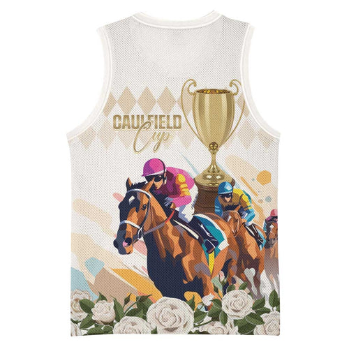 Australia Cup Caulfield Horse Racing Basketball Jersey Champion Trophy Mix White Roses - Aussie Hoodie