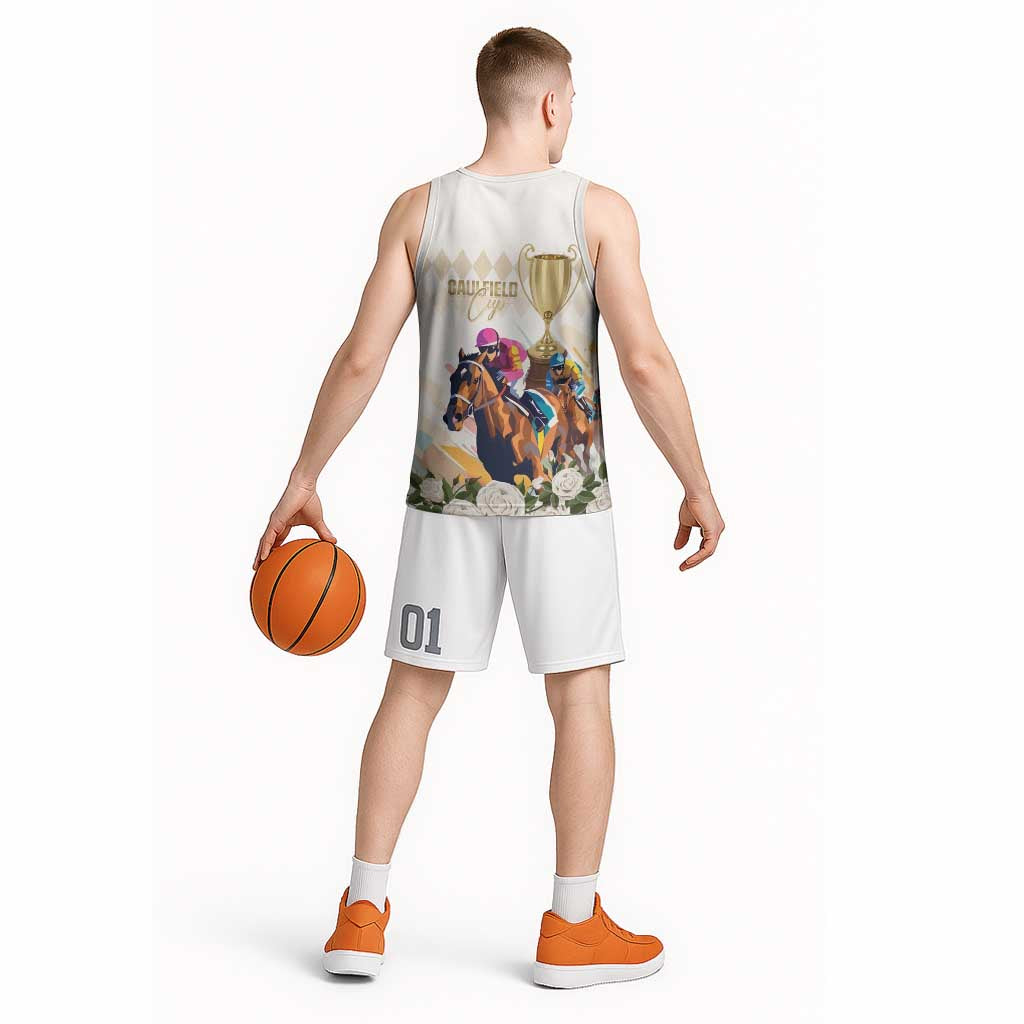 Australia Cup Caulfield Horse Racing Basketball Jersey Champion Trophy Mix White Roses - Aussie Hoodie
