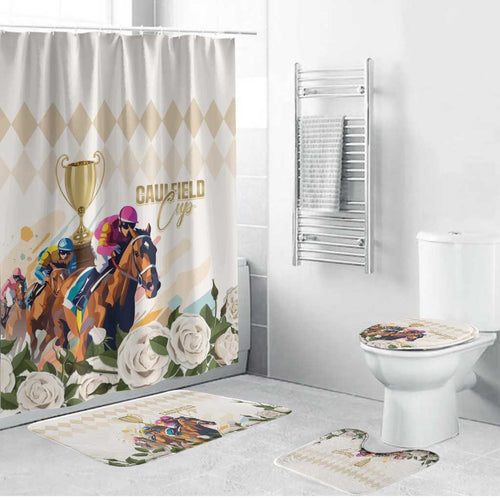 Australia Cup Caulfield Horse Racing Bathroom Set Champion Trophy Mix White Roses - Aussie Hoodie