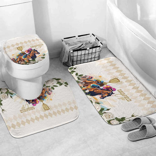 Australia Cup Caulfield Horse Racing Bathroom Set Champion Trophy Mix White Roses - Aussie Hoodie