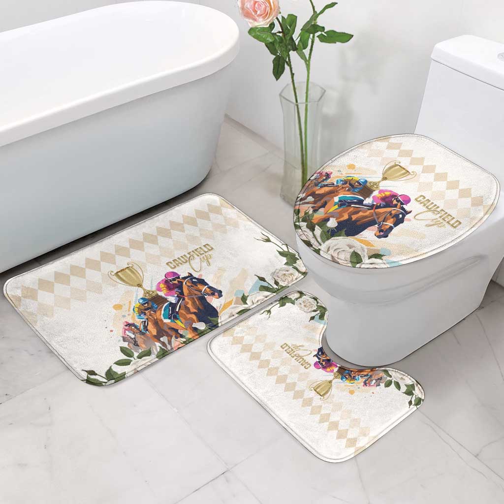 Australia Cup Caulfield Horse Racing Bathroom Set Champion Trophy Mix White Roses - Aussie Hoodie