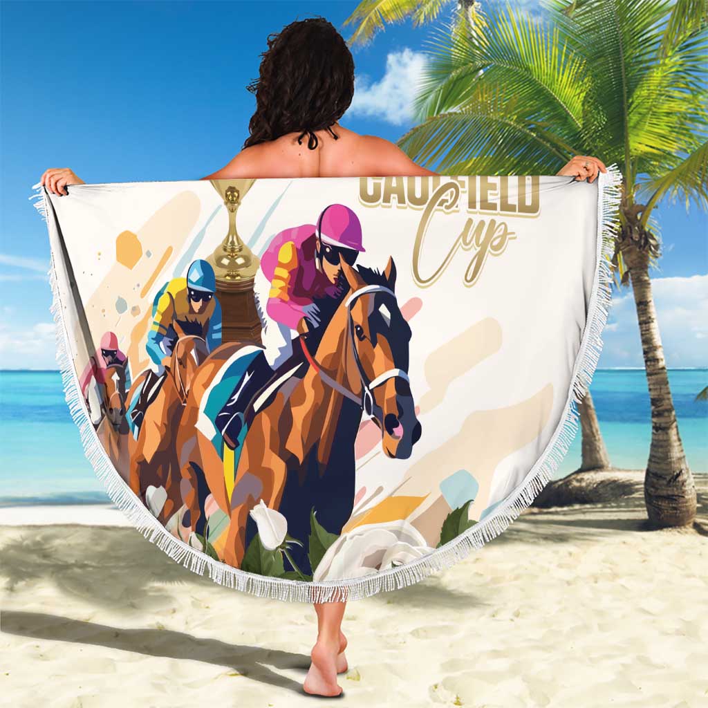 Australia Cup Caulfield Horse Racing Beach Blanket Champion Trophy Mix White Roses - Aussie Hoodie