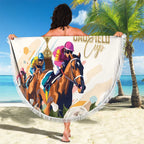 Australia Cup Caulfield Horse Racing Beach Blanket Champion Trophy Mix White Roses - Aussie Hoodie