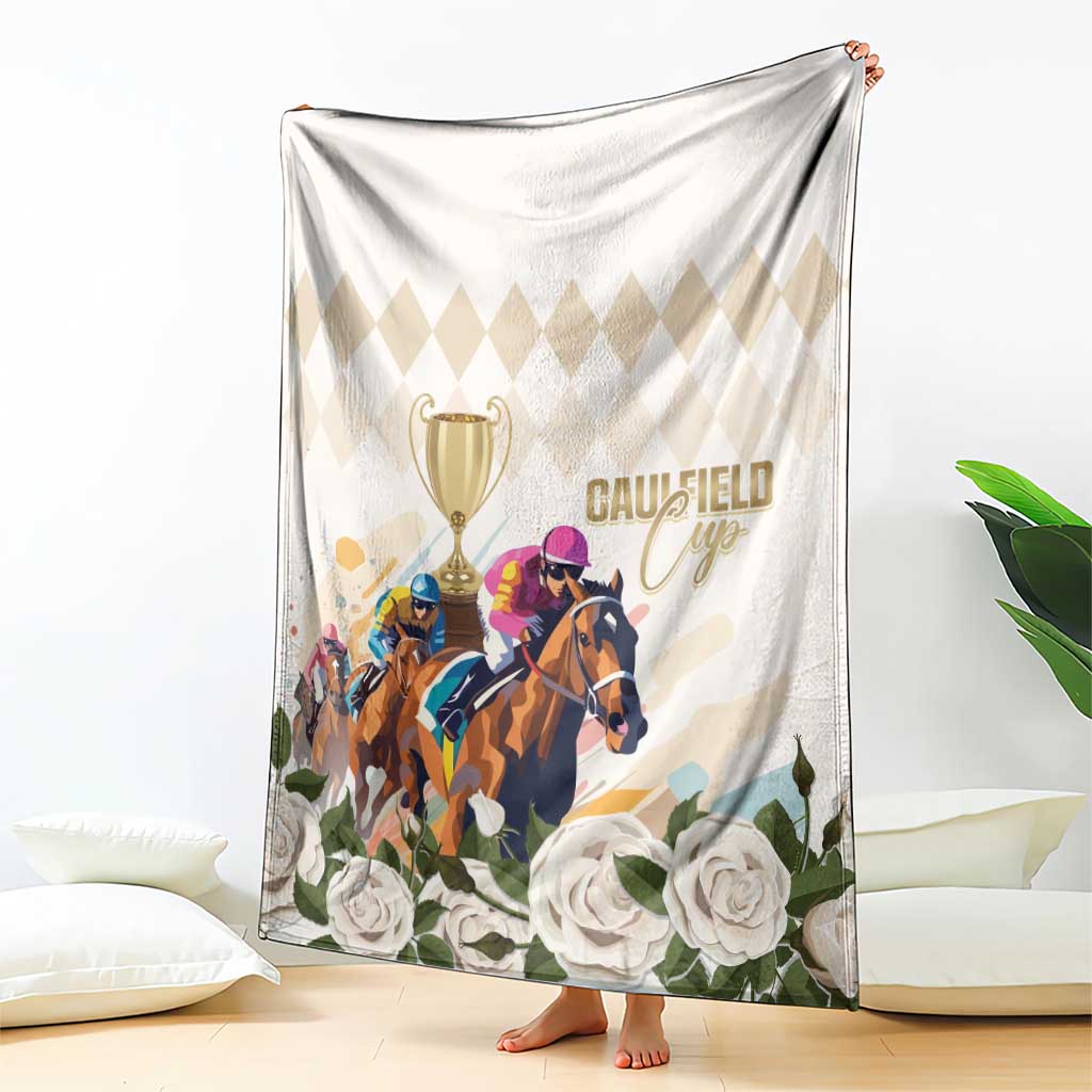 Australia Cup Caulfield Horse Racing Blanket Champion Trophy Mix White Roses - Aussie Hoodie