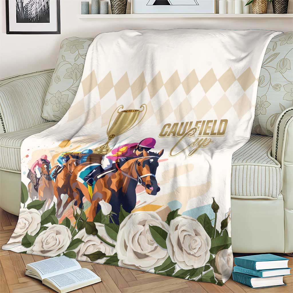 Australia Cup Caulfield Horse Racing Blanket Champion Trophy Mix White Roses - Aussie Hoodie