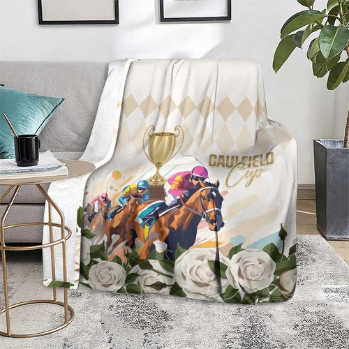 Australia Cup Caulfield Horse Racing Blanket Champion Trophy Mix White Roses - Aussie Hoodie