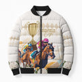 Australia Cup Caulfield Horse Racing Bomber Puffer Jacket Champion Trophy Mix White Roses - Aussie Hoodie