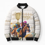 Australia Cup Caulfield Horse Racing Bomber Puffer Jacket Champion Trophy Mix White Roses - Aussie Hoodie