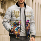 Australia Cup Caulfield Horse Racing Bomber Puffer Jacket Champion Trophy Mix White Roses - Aussie Hoodie