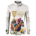 Australia Cup Caulfield Horse Racing Button Sweatshirt Champion Trophy Mix White Roses - Aussie Hoodie