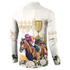 Australia Cup Caulfield Horse Racing Button Sweatshirt Champion Trophy Mix White Roses - Aussie Hoodie