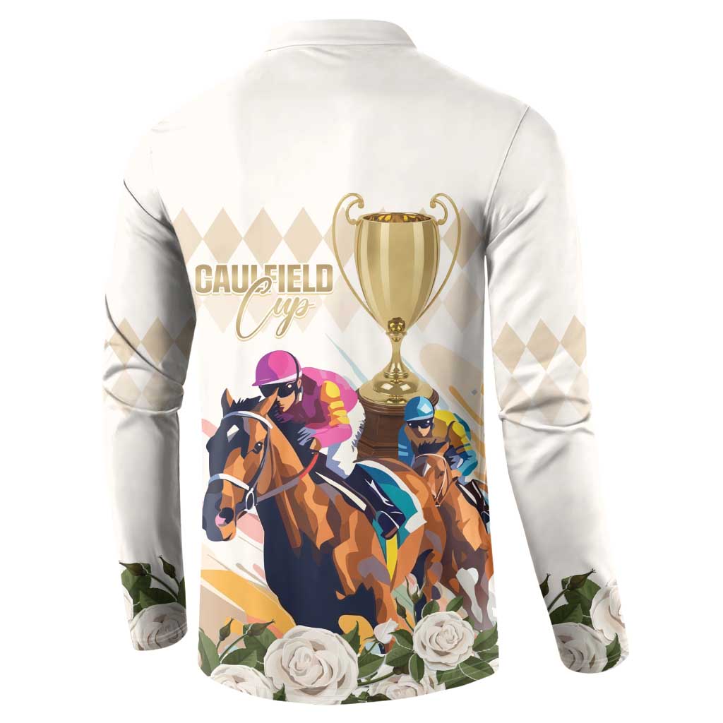Australia Cup Caulfield Horse Racing Button Sweatshirt Champion Trophy Mix White Roses - Aussie Hoodie