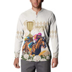 Australia Cup Caulfield Horse Racing Button Sweatshirt Champion Trophy Mix White Roses - Aussie Hoodie