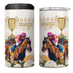 Australia Cup Caulfield Horse Racing 4 in 1 Can Cooler Tumbler Champion Trophy Mix White Roses - Aussie Hoodie