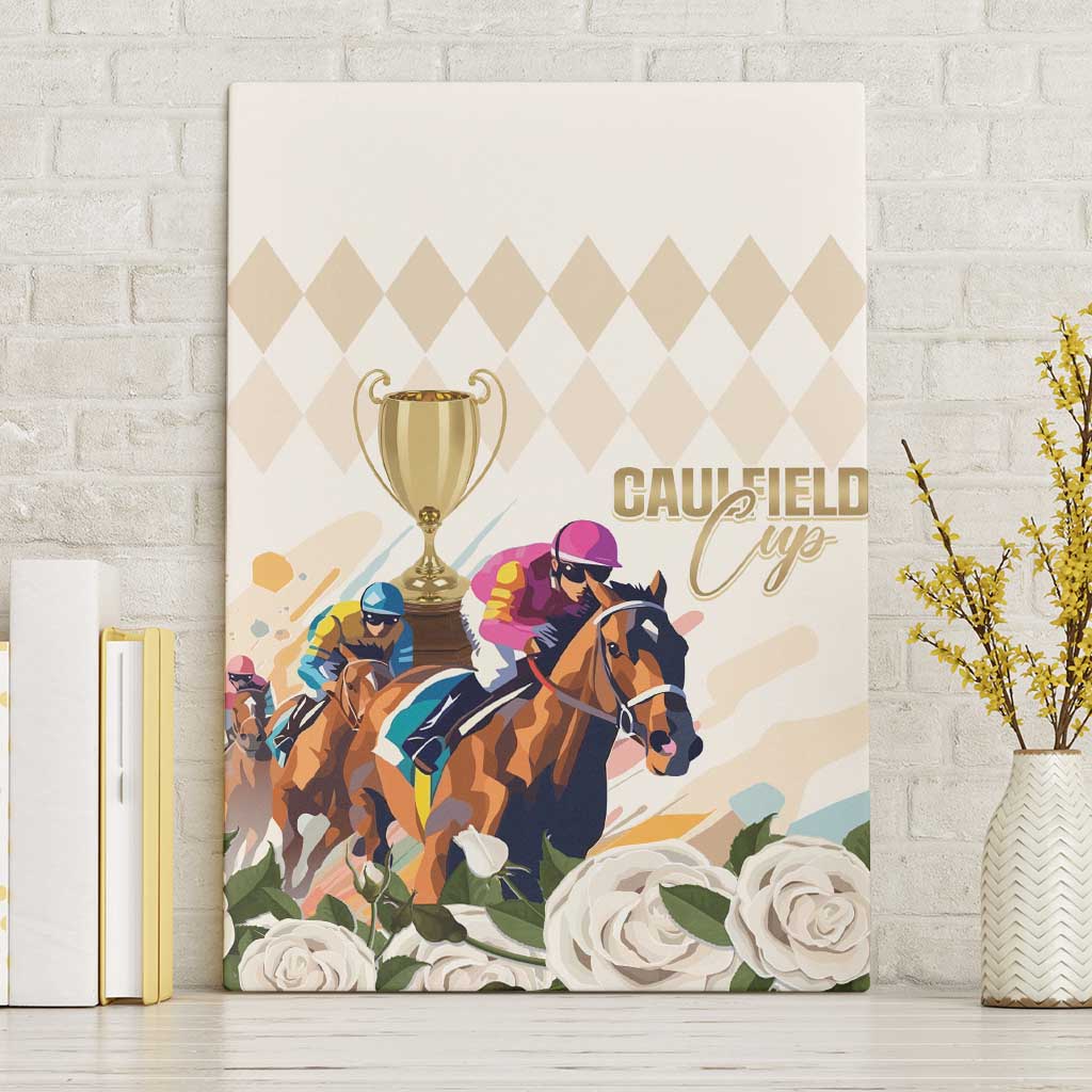 Australia Cup Caulfield Horse Racing Canvas Wall Art Champion Trophy Mix White Roses - Aussie Hoodie